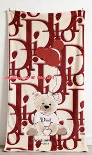 Dior Teddy Bear Flannel Sofa Throw Blanket D485